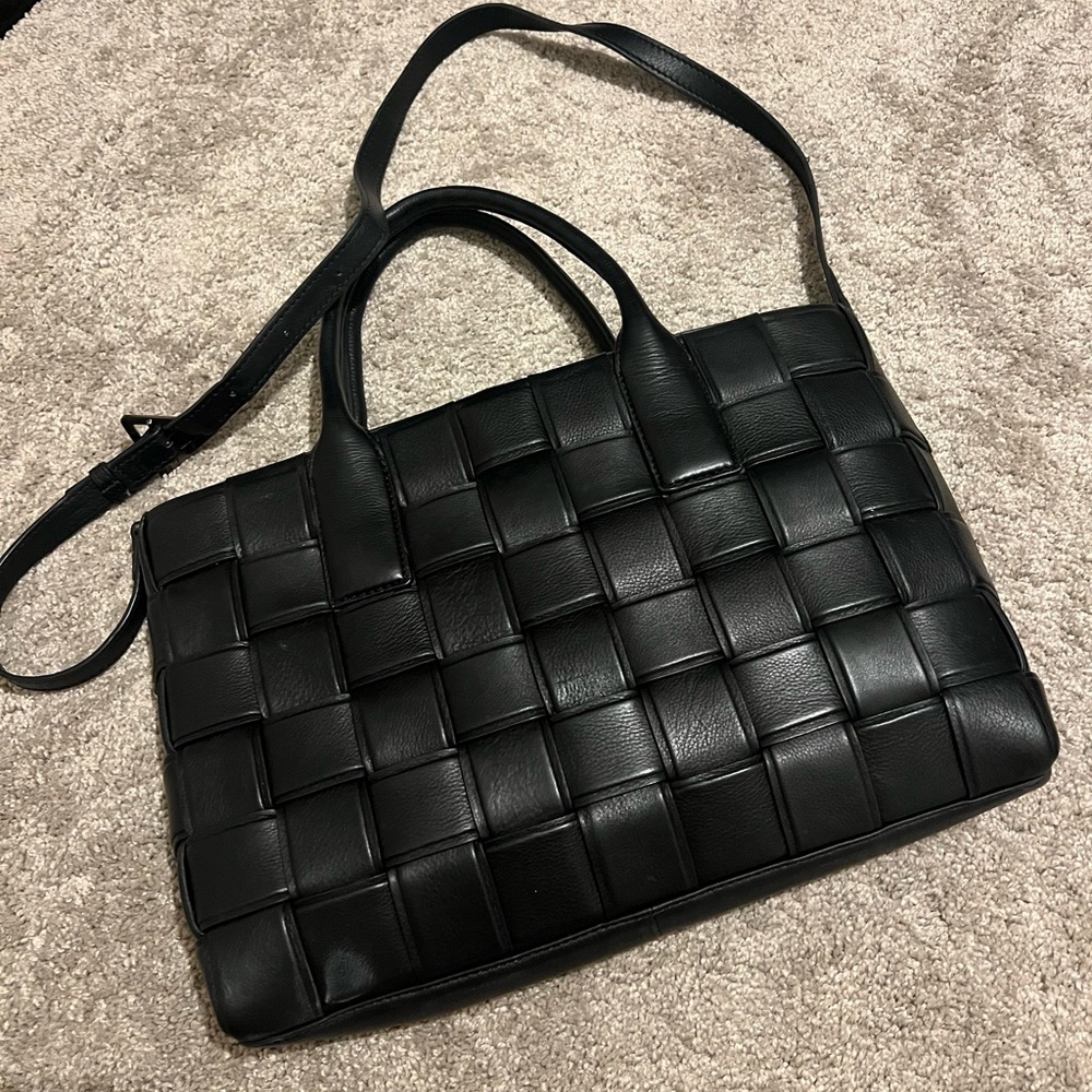 Elegant Black Woven Leather Tote